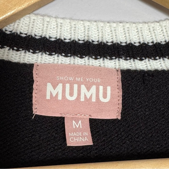 Show Me Your MuMu Lambert Black Varsity Stripe Knit Cardigan - Picture 5 of 7